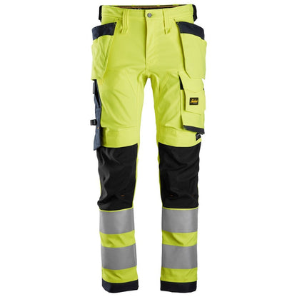 Snickers 6243 High-Vis Class 2, Stretch Trousers Holster Pockets - High Vis Yellow / Black