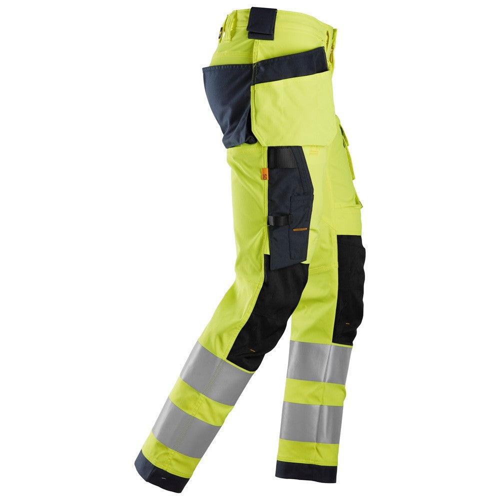 Snickers 6243 High-Vis Class 2, Stretch Trousers Holster Pockets - High Vis Yellow / Black