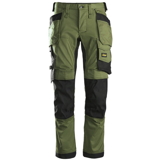 Snickers 6241 AllroundWork, Stretch Trousers Holster Pockets - Khaki Green\Black