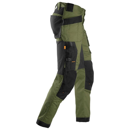 Snickers 6241 AllroundWork, Stretch Trousers Holster Pockets - Khaki Green\Black