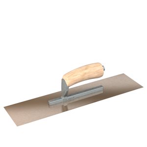 Bon Tool Golden Stainless Steel Square End Finish Trowel - Short Shank - Camel Back Wood Handle