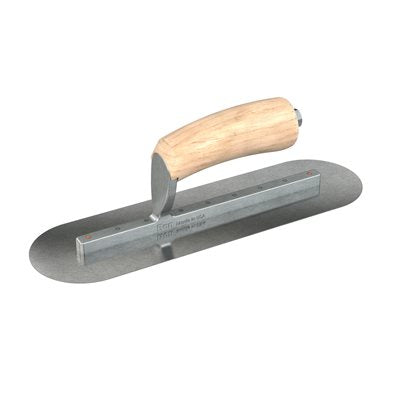 Bon Tool Carbon Steel Finishing Trowel - Round End -  Camel Back Wood Handle