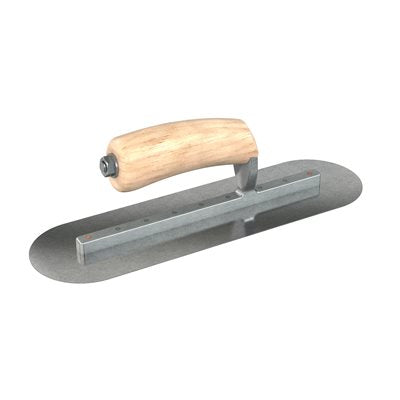 Bon Tool Carbon Steel Finishing Trowel - Round End -  Camel Back Wood Handle