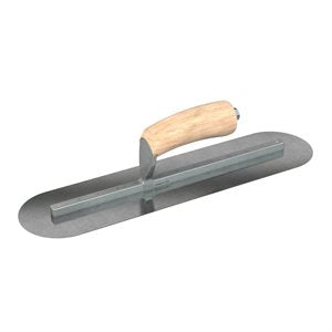 Bon Tool Carbon Steel Round End Finish Trowel - Camel Back Wood Handle