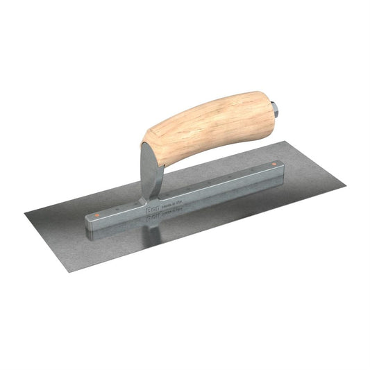 Bon Tool Carbon Steel Square End Finish Trowel - Camel Back Wood Handle