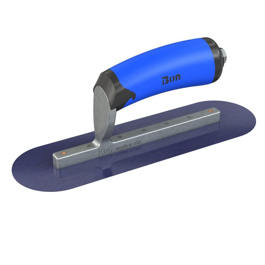 Bon Tool Blue Steel Round End Finish Trowel - Comfort Wave Handle